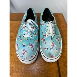 Vans Authentic Cats Beach Ball Blue Canvas Low‎ Top Sneakers Womens